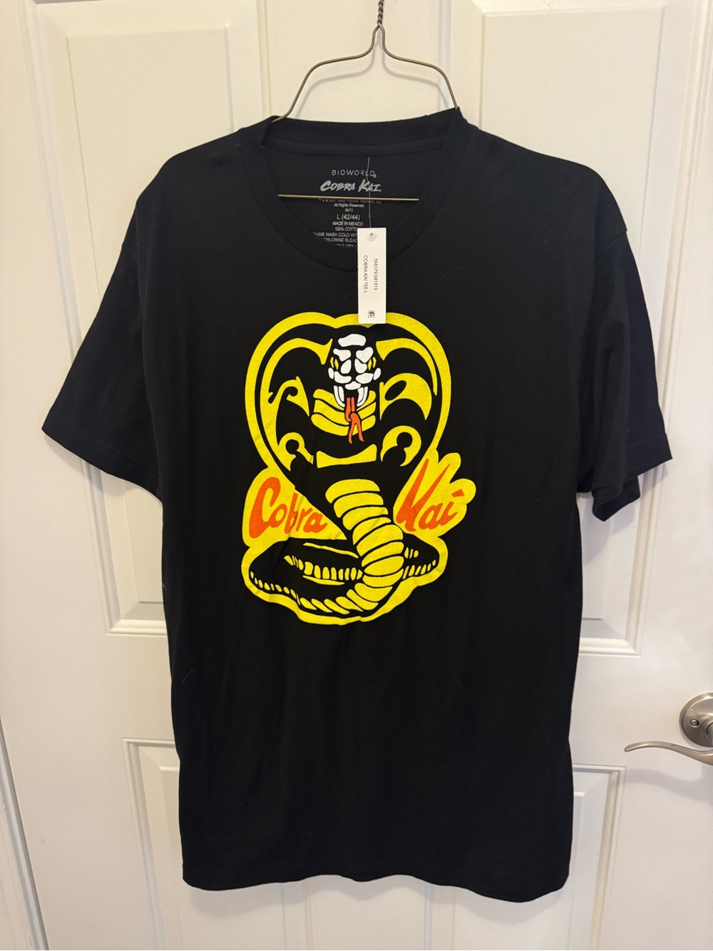 Bioworld Cobra Kai Black Tee with Yellow and Red Logo